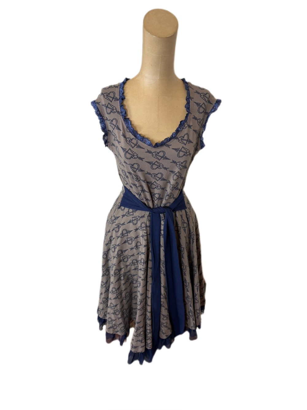 Effie’s Heart Arrow Heart Dress Navy Blue & Gray Size Small